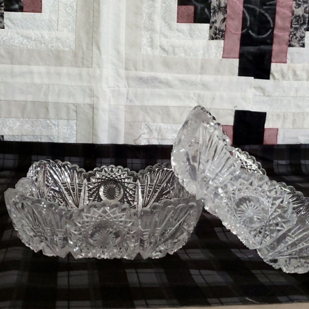 Square Vintage Pressed Glass Bowls by Nucut Lenox
